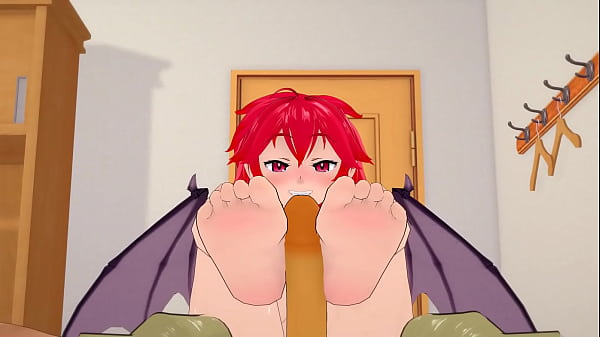 POV anda mendapat footjob daripada anime hentai berambut merah succubus